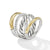 DY Mercer Multi Row Ring in Sterling Silver with 18K Yellow Gold and Pavé Diamonds, Size 7