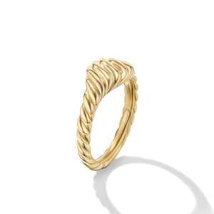 Sculpted Cable Micro Pinky Ring in 18K Yellow Gold, Size 4