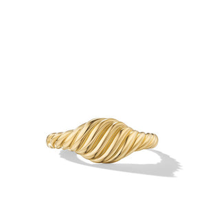 Sculpted Cable Micro Pinky Ring in 18K Yellow Gold, Size 3.5