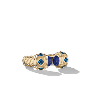Renaissance Color Ring in 18K Yellow Gold with Lapis and Hampton Blue Topaz, Size 7