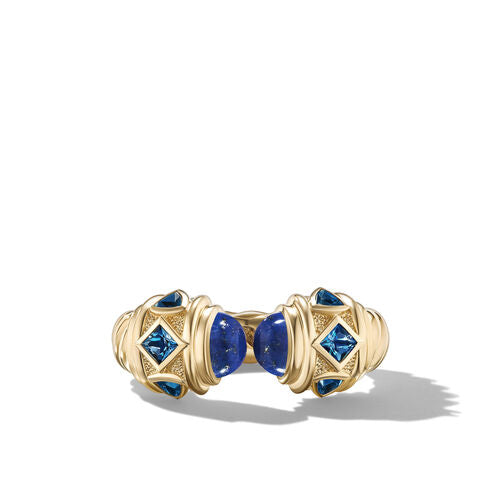 Renaissance Color Ring in 18K Yellow Gold with Lapis and Hampton Blue Topaz, Size 7