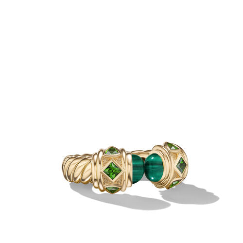 Renaissance Color Ring in 18K Yellow Gold with Malachite and Chrome Di