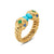 Renaissance Color Ring in 18K Yellow Gold with Turquoise, Tsavorite and Tanzanite, 9.9mm