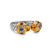 Renaissance Color Ring in Sterling Silver with 14K Yellow Gold, Madeira Citrine, Tanzanite and Rhodolite Garnet, 9.9mm