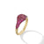 Petite Pavé Pinky Ring in 18K Yellow Gold with Red Rubies, Size 3.5