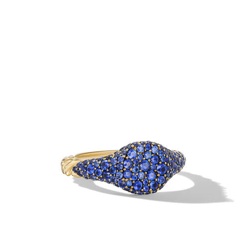 Petite Pavé Pinky Ring in 18K Yellow Gold with Sapphires, Size 3.5