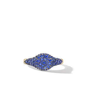 Petite Pavé Pinky Ring in 18K Yellow Gold with Sapphires, Size 3.5