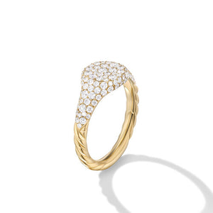 Petite Pavé Pinky Ring in 18K Yellow Gold with Diamonds, Size 3.5