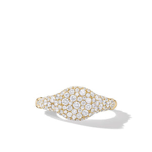 Petite Pavé Pinky Ring in 18K Yellow Gold with Diamonds, Size 3.5