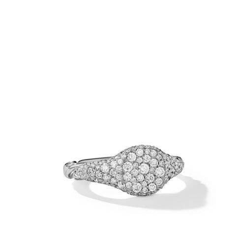Petite Pavé Pinky Ring in 18K White Gold with Diamonds, Size 3.5