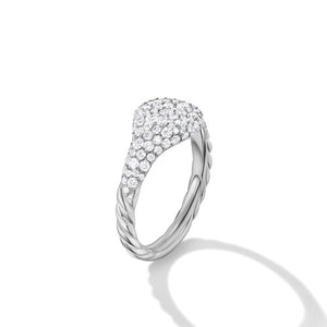 Petite Pavé Pinky Ring in 18K White Gold with Diamonds, Size 3.5