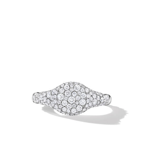 Petite Pavé Pinky Ring in 18K White Gold with Diamonds, Size 3.5