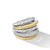 DY Mercer Multi Row Ring in Sterling Silver with 18K Yellow Gold and Diamonds, Size 9