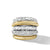 DY Mercer Multi Row Ring in Sterling Silver with 18K Yellow Gold and Diamonds, Size 8
