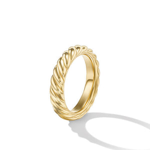 Sculpted Cable Band Ring in 18K Yellow Gold, Size 6