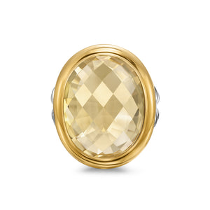 Albion Oval Ring in Sterling Silver with 18K Yellow Gold and Champagne Citrine, 21mm, Size 7