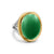 Albion Oval Ring in Sterling Silver with 18K Yellow Gold and Green Onyx, 21mm, Size 7