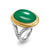 Albion Oval Ring in Sterling Silver with 18K Yellow Gold and Green Onyx, 21mm, Size 7