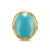 Albion Oval Ring in Sterling Silver with 18K Yellow Gold and Turquoise, Size 7