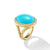 Albion Oval Ring in 18K Yellow Gold with Turquoise and Diamonds, 21mm