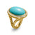 Albion Oval Ring in 18K Yellow Gold with Turquoise and Diamonds, 21mm