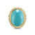 Albion Oval Ring in 18K Yellow Gold with Turquoise and Diamonds, 21mm