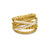 Crossover Trio Six Row Ring in 18K Yellow Gold with Diamonds, 17.5mm, Size 7