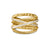 Crossover Trio Six Row Ring in 18K Yellow Gold with Diamonds, 17.5mm, Size 7