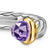 Petite Cable Open Ring in Sterling Silver with 14K Yellow Gold and Amethyst, 3.4mm