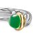Petite Cable Open Ring in Sterling Silver with 14K Yellow Gold and Green Onyx, 3.4mm
