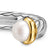 Petite Cable Open Ring in Sterling Silver with 14K Yellow Gold and Pearls, 3.4mm
