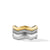 Zig Zag Stax Three Row Ring in Sterling Silver with 18K Yellow Gold and Diamonds, Size 8