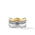 Zig Zag Stax Three Row Ring in Sterling Silver with 18K Yellow Gold and Diamonds, Size 7