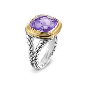 Albion Ring in Sterling Silver with 18K Yellow Gold and Amethyst, 11mm