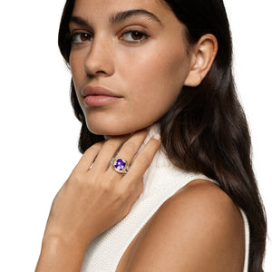 Albion Ring in Sterling Silver with 18K Yellow Gold and Amethyst, 11mm