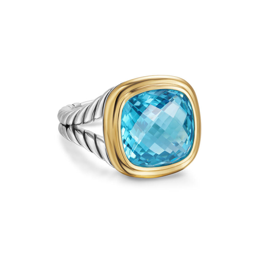 Albion Ring in Sterling Silver with 18K Yellow Gold and Blue Topaz, 11mm
