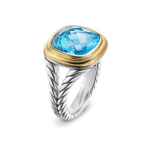 Albion Ring in Sterling Silver with 18K Yellow Gold and Blue Topaz, 11mm