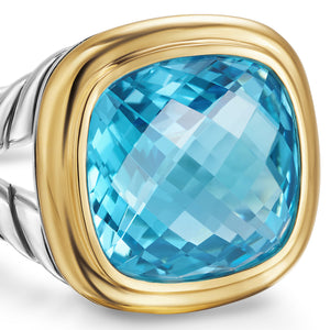 Albion Ring in Sterling Silver with 18K Yellow Gold and Blue Topaz, 11mm
