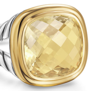 Albion Ring in Sterling Silver with 18K Yellow Gold and Champagne Citrine, 11mm
