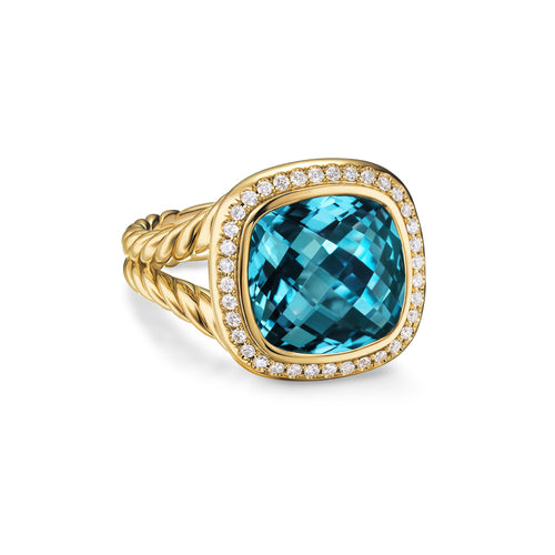 Albion Ring in 18K Yellow Gold with Hampton Blue Topaz and Diamonds, 11mm, Size