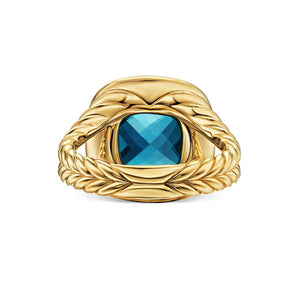 Albion Ring in 18K Yellow Gold with Hampton Blue Topaz and Diamonds, 11mm, Size 7