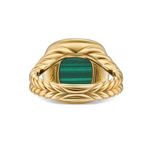 Albion Ring in 18K Yellow Gold with Malachite and Diamonds, 11mm, Size 6