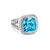 Albion Ring in Sterling Silver with Blue Topaz and Diamonds, 11mm, Size 7