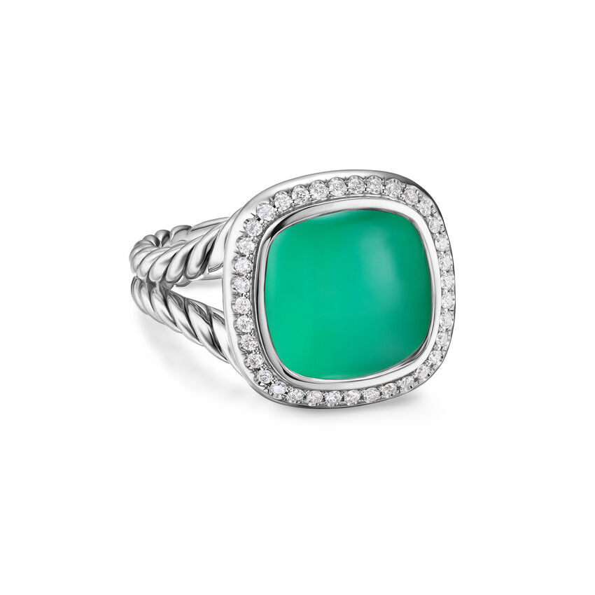Albion Ring in Sterling Silver with Lagoon Orchid and Diamonds, 11.5mm