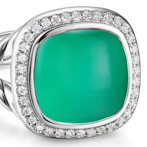 Albion Ring in Sterling Silver with Lagoon Orchid and Diamonds, 11.5mm