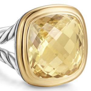 Albion Ring in Sterling Silver with 18K Yellow Gold and Champagne Citrine, 15mm, Size 7
