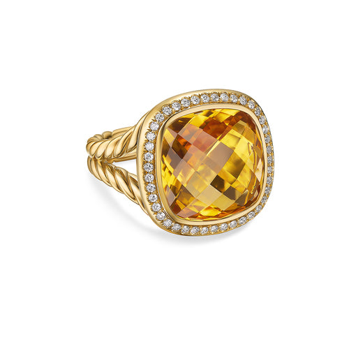 Albion Ring in 18K Yellow Gold with Citrine and Diamonds, 15mm