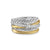 Crossover Five Row Ring in Sterling Silver with 18K Yellow Gold and Diamonds, 11mm, Size 6