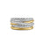 Crossover Five Row Ring in Sterling Silver with 18K Yellow Gold and Diamonds, 11mm, Size 6