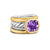 DY Mercer Four Row Stone Ring in Sterling Silver with 18K Yellow Gold, Amethyst and Diamonds, 14mm